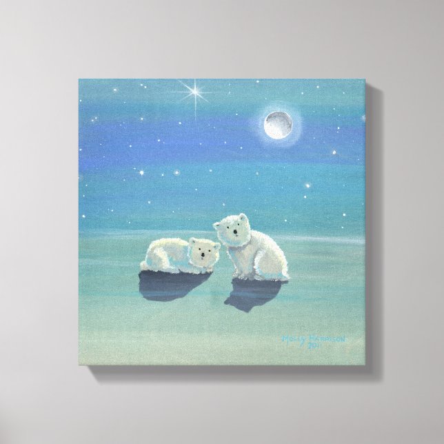 Impression sur toile Oursons polaires scintillants (Recto)
