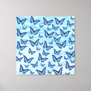 Impression sur toile Papillons Bleus
