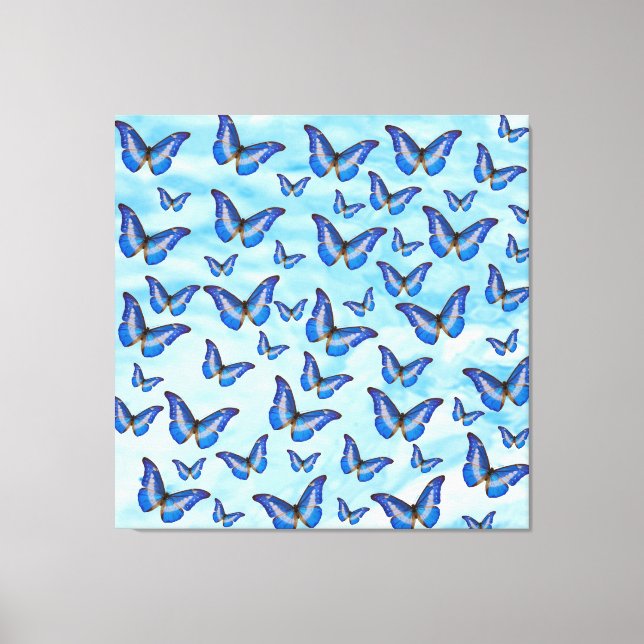 Impression sur toile Papillons Bleus (Recto)