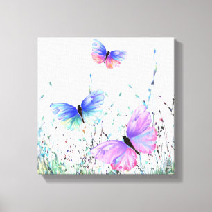 Impression sur toile Papillons de printemps volant
