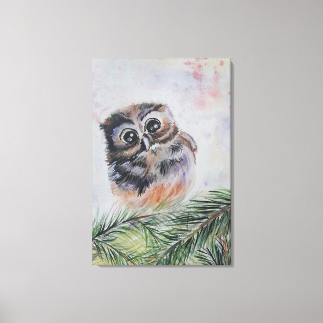 Impression sur toile Petit Hibou - Peinture à l'aq (Recto)