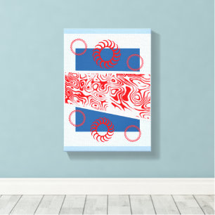 Impression sur toile tendue abstraite bleue circul