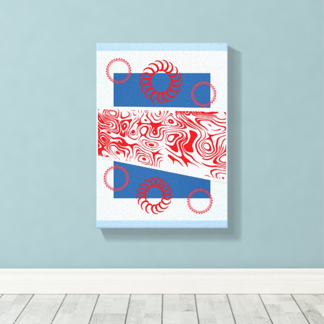 Impression sur toile tendue abstraite bleue circul (Insitu (Plancher de Bois))