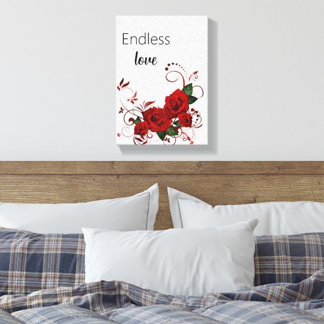 Impression sur toile tendue Amour infini Roses rou (Insitu(Chambre))