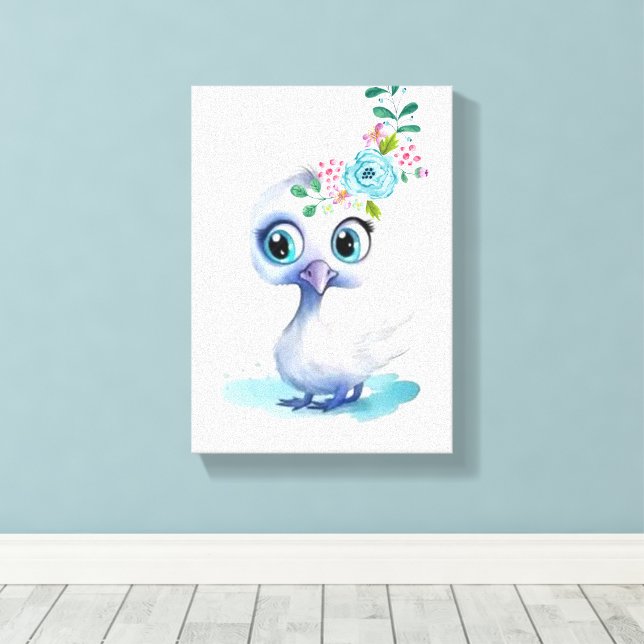 Impression sur toile tendue Canard blanc mignon (Insitu (Plancher de Bois))