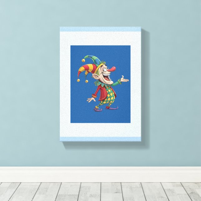 Impression sur toile tendue Clown Joker bleu foncé (Insitu (Plancher de Bois))
