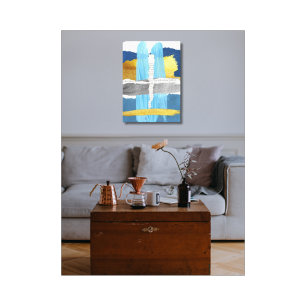 Impression sur toile tendue Collage abstrait bleu 