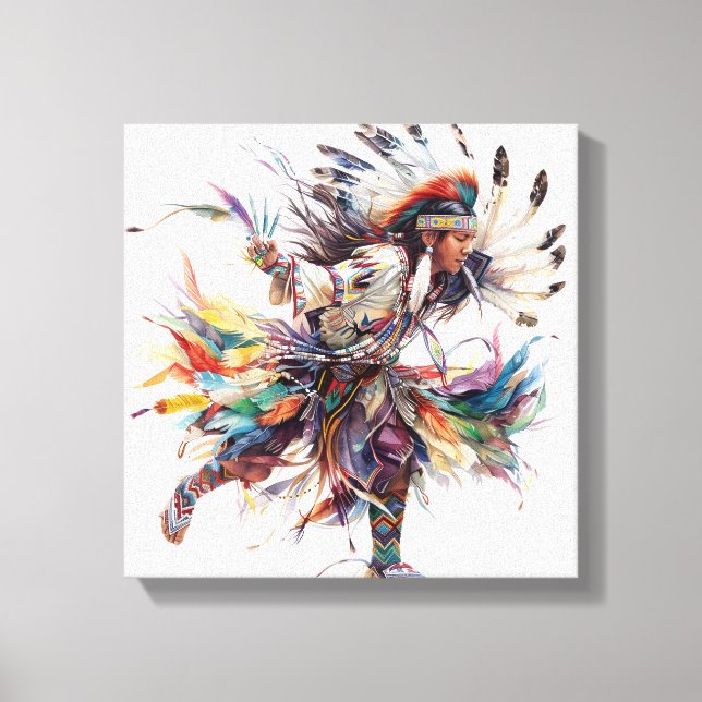 Impression sur toile tendue de danseur amérindien (Recto)