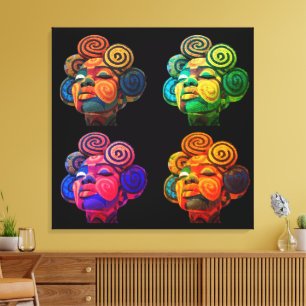 Impression sur toile tendue de femmes noires color