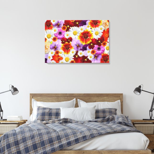 Impression sur toile tendue de mosaïque de fleurs (Insitu(Chambre))