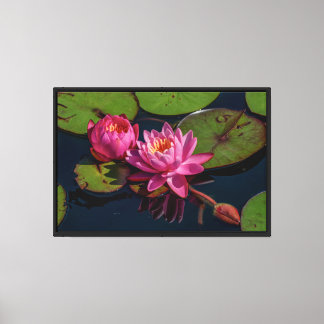 Impression sur toile tendue de nénuphars roses