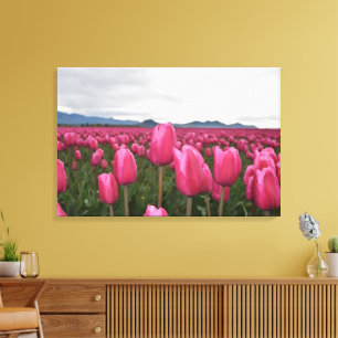 Impression sur toile tendue de tulipes roses