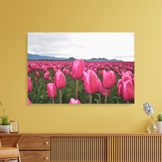 Impression sur toile tendue de tulipes roses (Insitu(Salon))