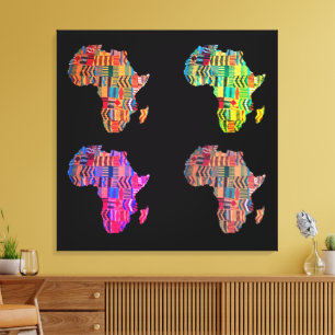 Impression sur toile tendue d'une carte colorée de