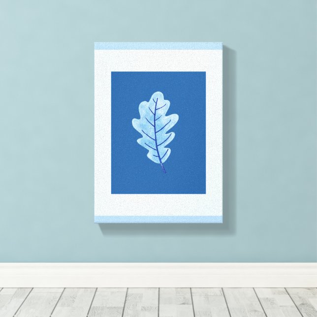 Impression sur toile tendue feuille bleu foncé cla (Insitu (Plancher de Bois))