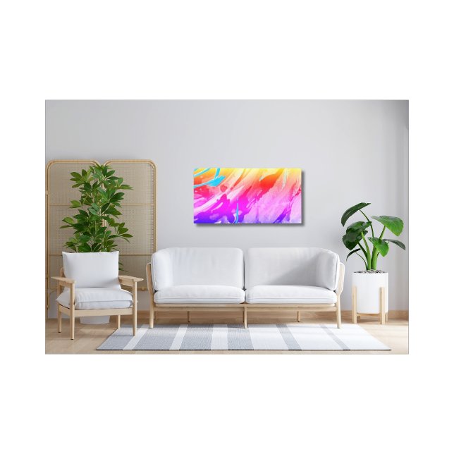 Impression sur toile tendue moderne rose bleu roug (Créateur téléchargé)