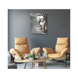 Impression sur toile Visage de Bouddha argenté