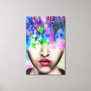 Impression sur toile visage peinture abstraite col