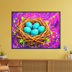 Impression sur toile Vivid Neon Bird Nest - Art Mo
