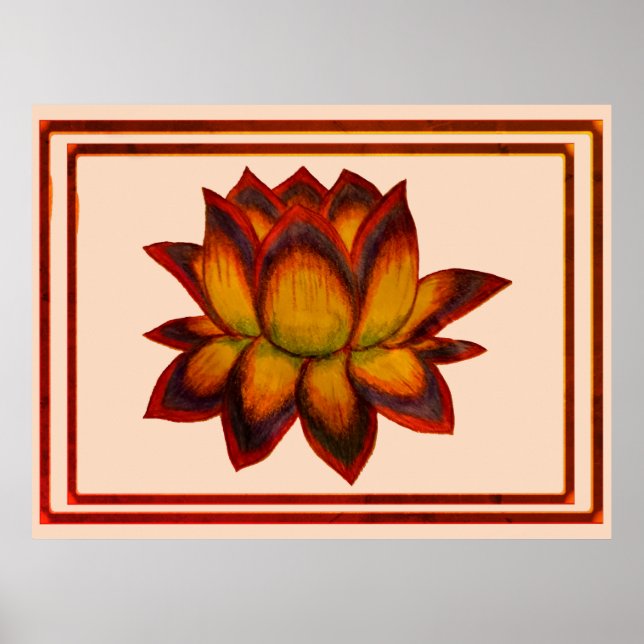 Impression Tones Rouges Lotus, Affiche (Semi-Brill (Devant)
