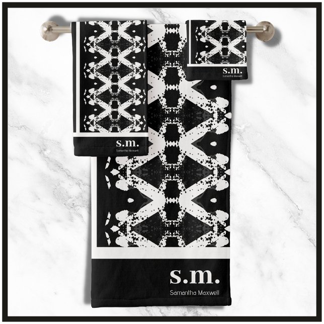 Impression tribale géométrique noire et blanche (Créateur téléchargé)