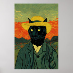 Impression Van Gogh Chat Art Print Drôle Portrait 