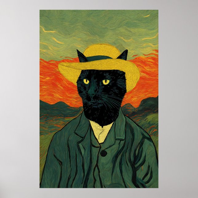 Impression Van Gogh Chat Art Print Drôle Portrait  (Devant)