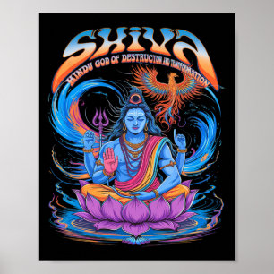 Impression vintage de Shiva Dieu hindou Spirituel 
