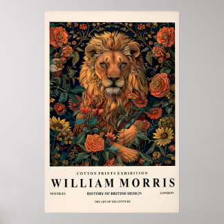 Impression William Morris, Affiche de lion floral,