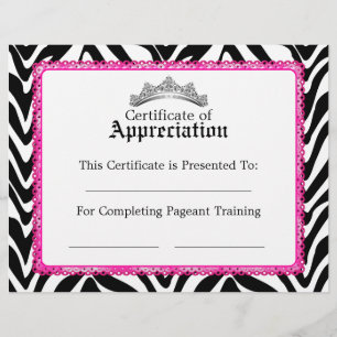 Impression zébrée, dentelle rose et certificat de