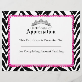 Impression zébrée, dentelle rose et certificat de 