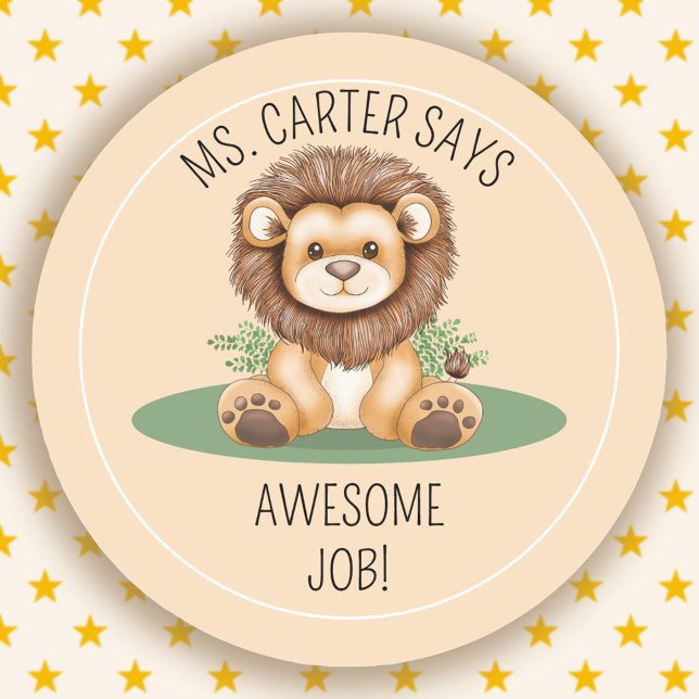 IMPRESSIONNANT Sticker de récompense pour l'enseig (AWESOME JOB School Teacher Student Reward Sticker. Personalize with your own name and message.)