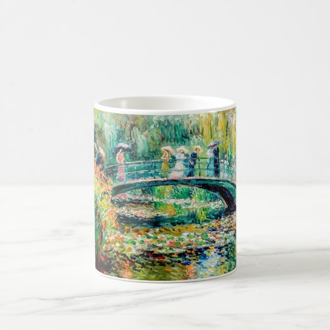 Impressionniste Pont de jardin sur l'étang Mug Art (Centre)