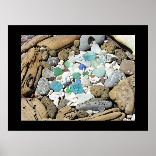 Impressions d'art de coquillages Verre de mer bleu (Devant)