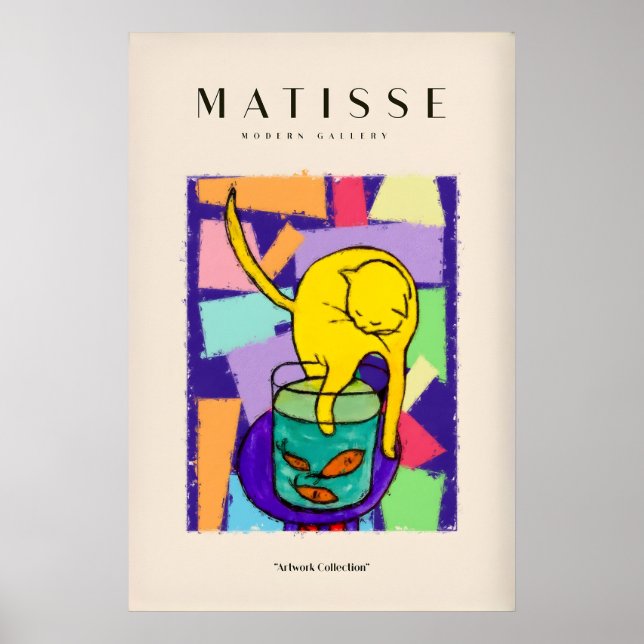 Impressions d'art de Matisse - Chat jaune avec aqu (Devant)