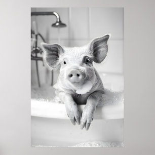 Impressions d'art de salle de bain de cochon drôle