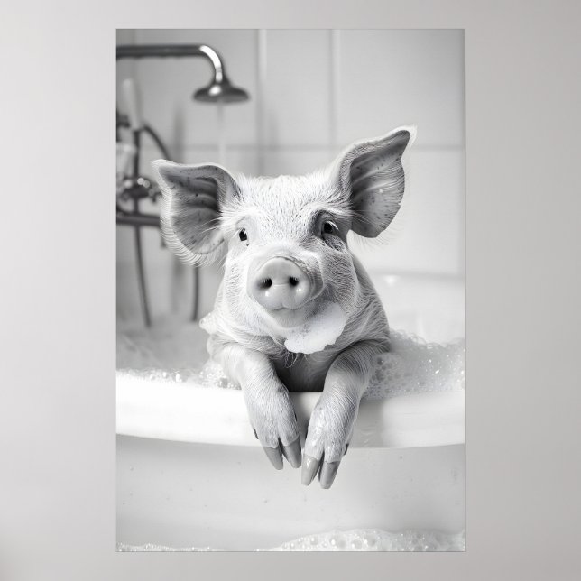 Impressions d'art de salle de bain de cochon drôle (Devant)