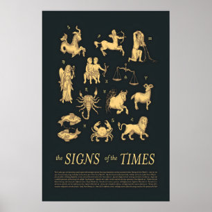 Impressions de zodiaque en or, symboles astrologiq