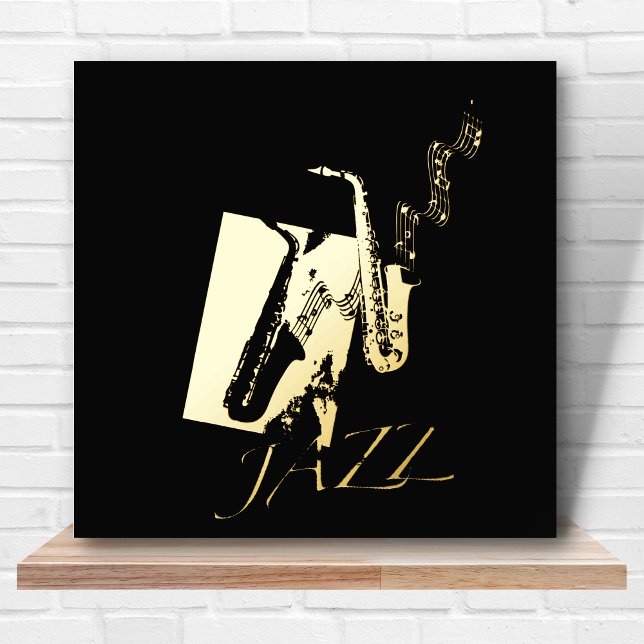 Impressions Dorure 12x12 Black GOLD Jazz Saxophone Musique Leah (Créateur téléchargé)