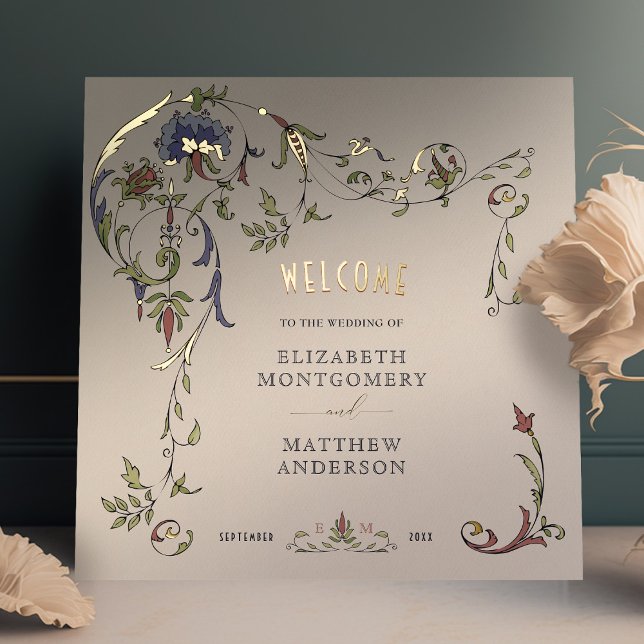 Impressions Dorure Affiche de bienvenue d'or Mariage de l'ornement vi (Créateur téléchargé)