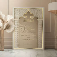 Affiche de bienvenue d'or pour le Mariage islamiqu