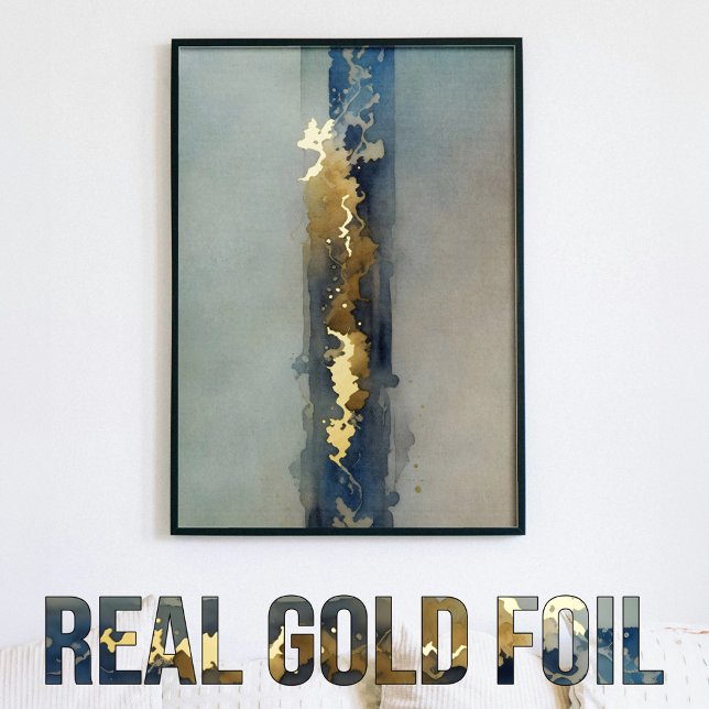 Impressions Dorure Aquarelle éthérée abstrait or bleu sable (Créateur téléchargé)