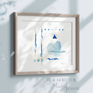 Impressions Dorure Aquarelle moderne Abstrait Marine Bleu contemporai
