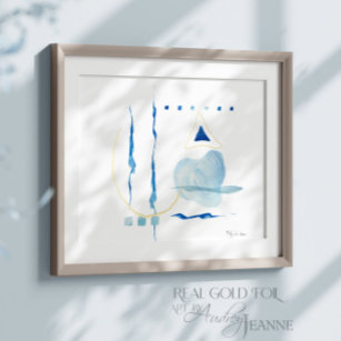 Impressions Dorure Aquarelle moderne Abstrait Marine Bleu contemporai