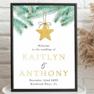 Impressions Dorure Aquarelle Pine Boughs Mariage d'hiver Bienvenue