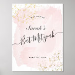 Impressions Dorure Aquarelle rose x or Bat mitzvah Bienvenue<br><div class="desc">Cette affiche élégante et chic de bienvenue bat mitzvah est ornée d'un arrière - plan blanc avec des touches de pinceau rose vif en aquarelle et des plaques de feuille d'or. Personnalisez-le selon vos besoins. Vous pouvez trouver d'autres produits correspondants dans mon magasin.</div>