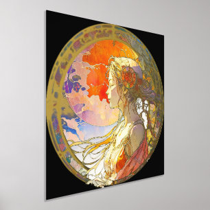 Impressions Dorure Aquarelle vibrante de l'huile de fille Imprimer