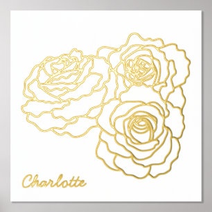 Impressions Dorure Art de ligne rose personnalisé