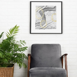 Impressions Dorure Art minimaliste moderne noir et blanc d'huile d'or