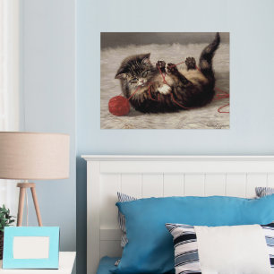 Impressions Dorure Berceau de chat, un chat jouant avec une pelote de